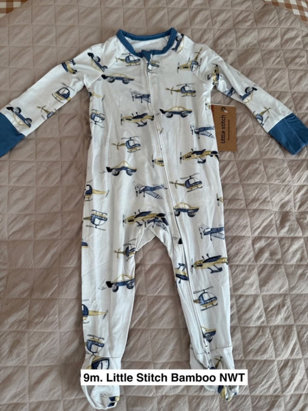 9m. Little Stitch Bamboo Footie Sleeper NWT